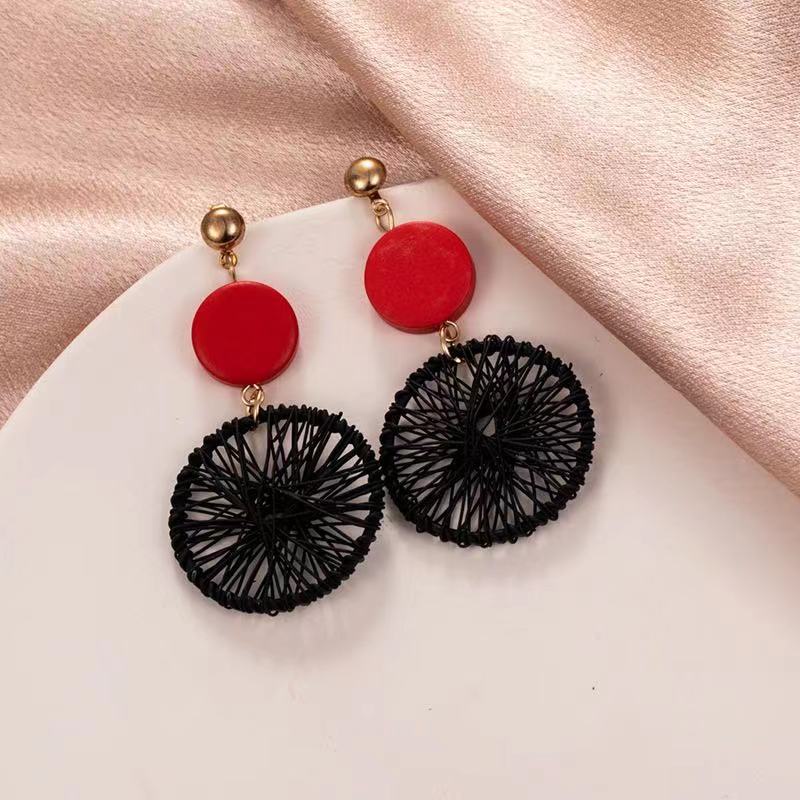 (Hello Girl)E31 Anting Anyaman Roda Fashion Wanita Stud Earrings Import