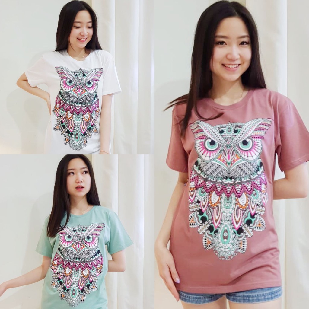 Dollarteeshop Kaos Wanita Lengan Pendek - Kaos Wanita Murah - Kaos Distro - Owl Batik