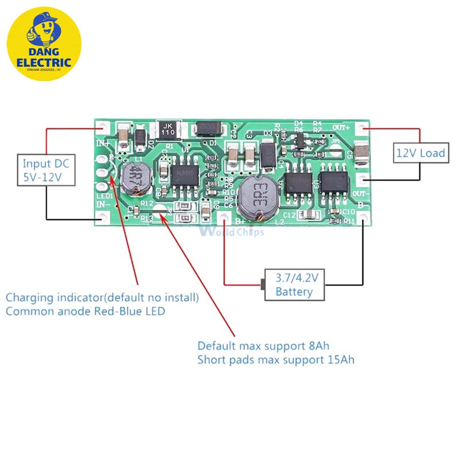 Module UPS DC 12v charging + stepup baterai 18650