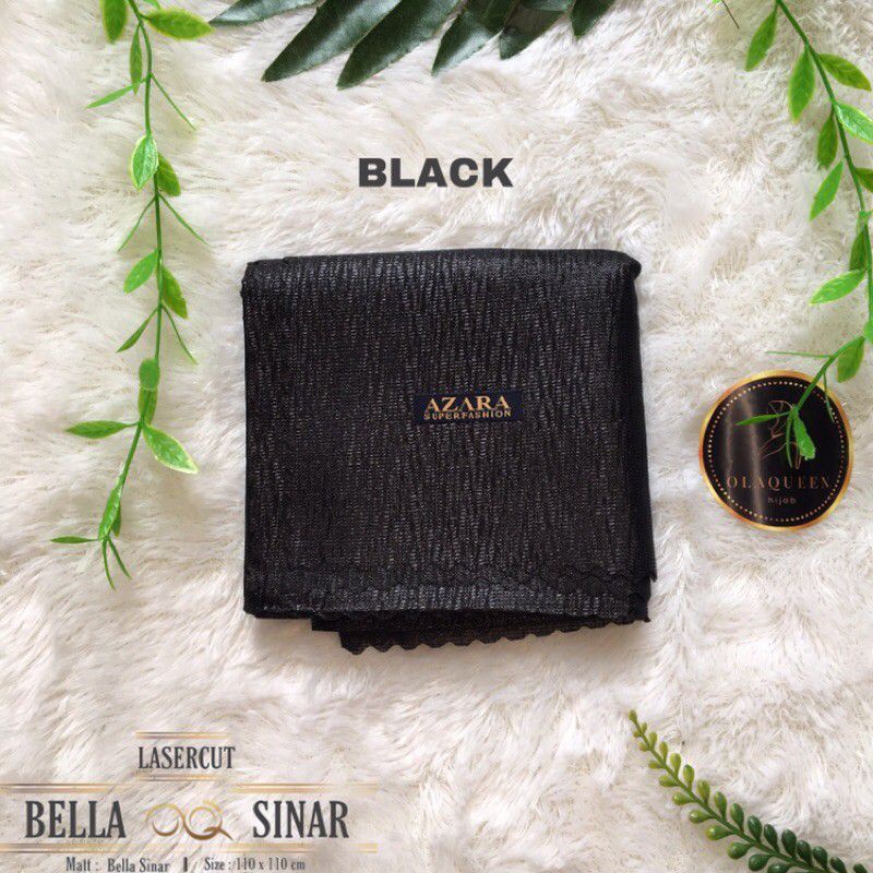 JILBAB SEGIEMPAT BELLA SINAR LC BY AZARA-Black