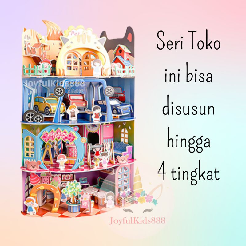 Mainan Edukasi Anak Puzzle 3D Miniatur DIY Jigsaw Besar Part 8 Seri Toko Susun