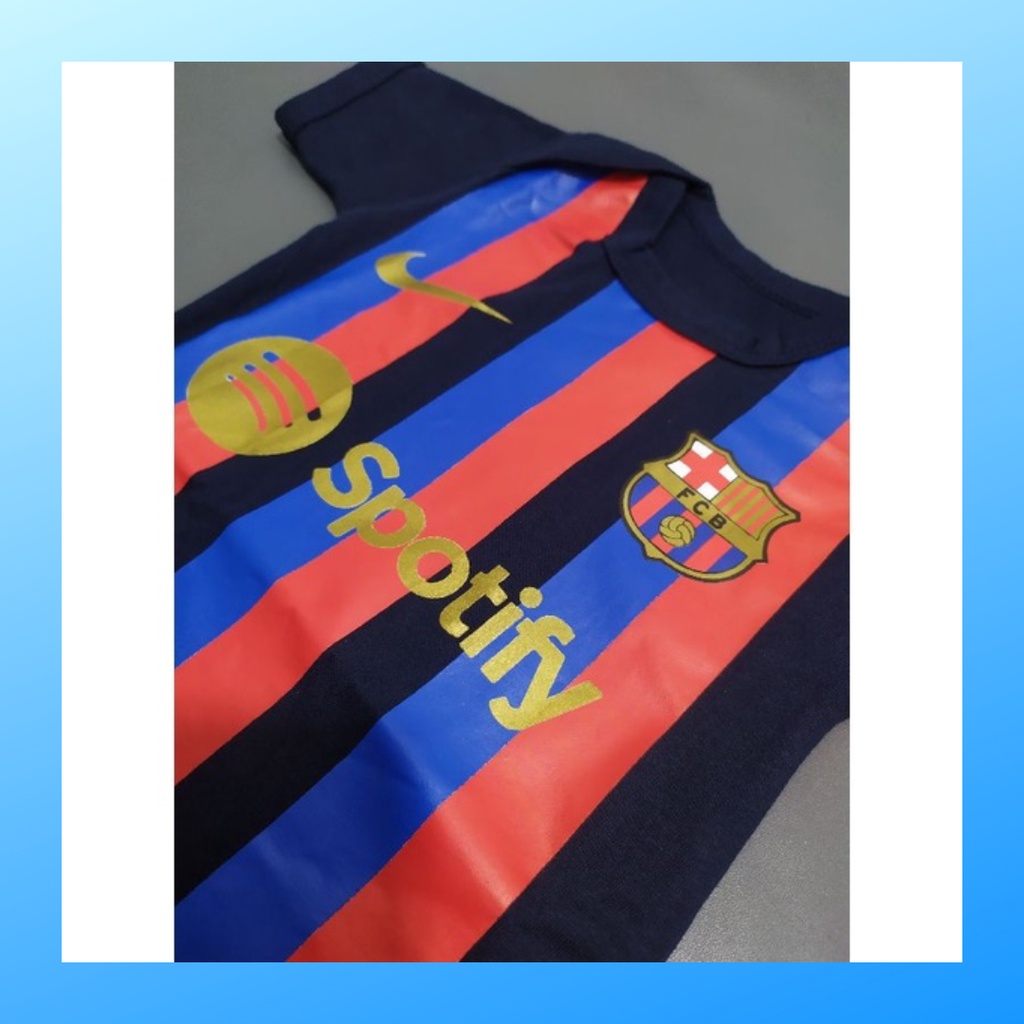 Jumper bayi newborn barcelona baju kodok kaos sepak bola fashion katun jumpsuit pakaian anak romper jersey sport outfit apparel club baby terusan bodysuit barca salur