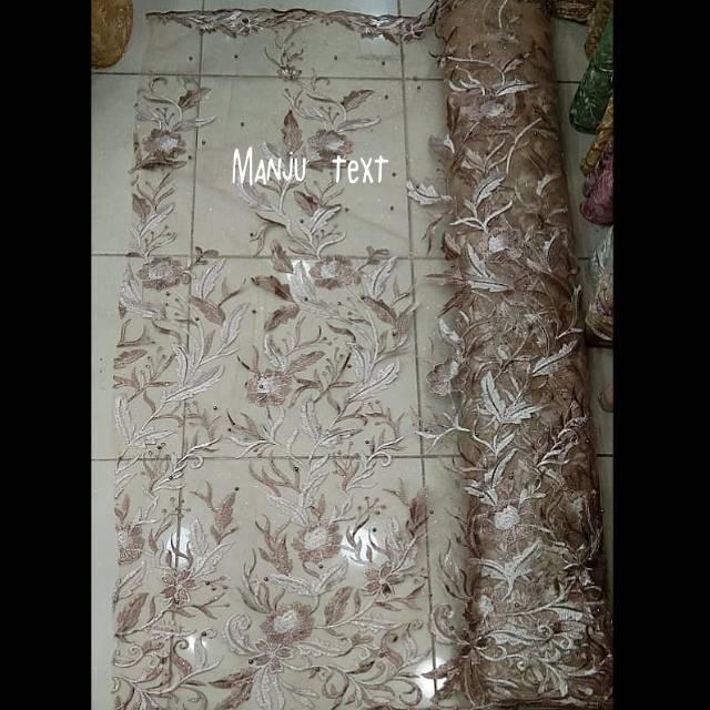 Kain -bahan tille bordir mutiara 2 tone motif bunga bordiran/TERBARU