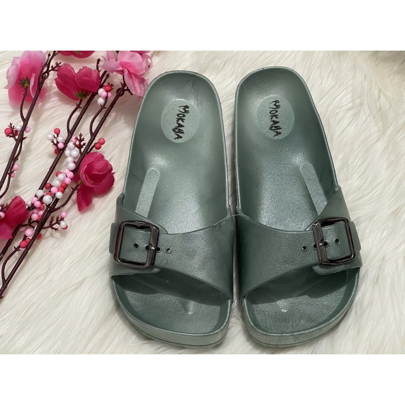 [BEST SELLER] Sandal Slop Jelly Wanita Gesper Simple Casual Cantik Import Mokaya/Sz 36-40 (B-2171-53)-Hijau Tosca