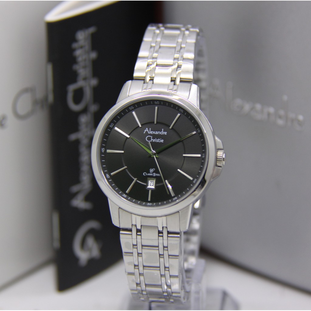ALEXANDRE CHRISTIE 8636 SILVER BLACK WANITA ORIGINAL AC8636 AC 8636 JAM TANGAN CEWEK ARLOJI CEWEK