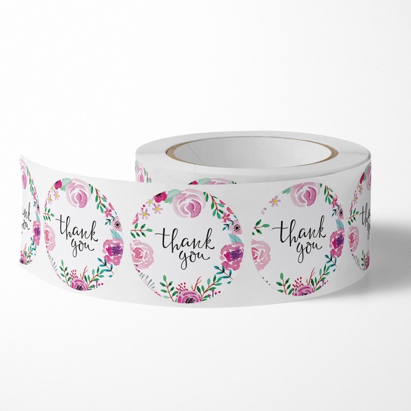 [500Pcs/Roll] Sticker Roll Floral Thank You / Stiker Gulung ThankYou Packaging Online Shop