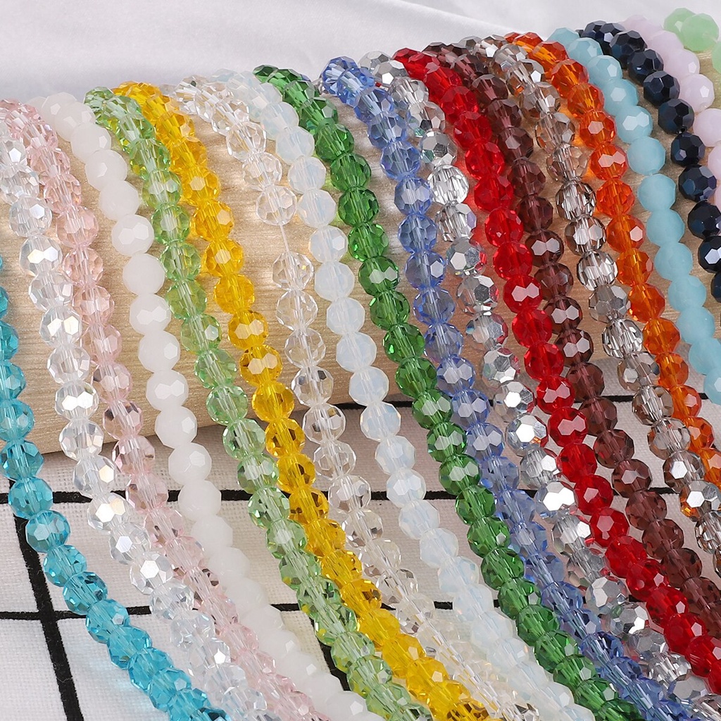 Mix 100Pcs 6mm Kaca Bulat Kristal Warna-Warni Spacer Czech Garment Beads Untuk Kerajinan DIY Handmade Gelang Kalung Aksesoris