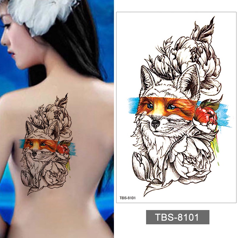 【BTI】Warna Sementara Tato Palsu Hewan Kertas Serigala Tiger Snake Fox Tahan Air Stiker Tato