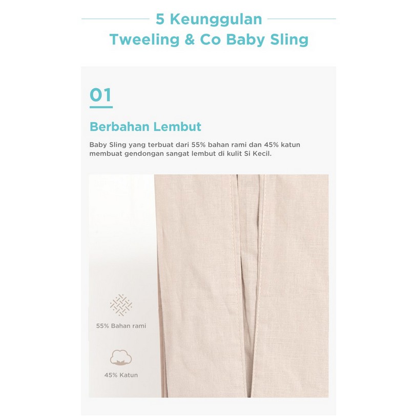 Tweeling &amp; Co Gendongan Kain Ring / Baby Ring Sling - Carrier Bayi Cotton Linen Katun Cukin