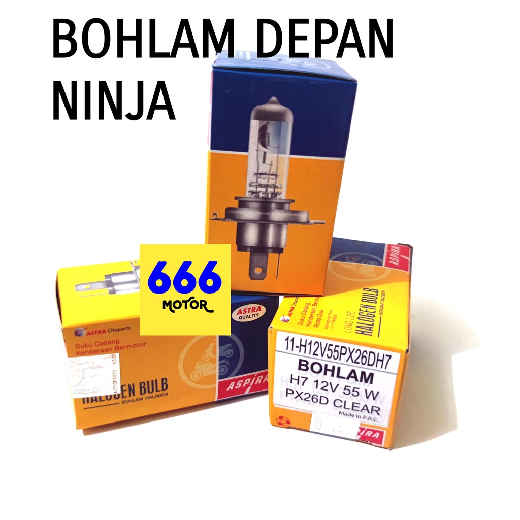 BOHLAM DEPAN LAMPU DEPAN NINJA 250 INJEKSI KARBURATOR HALOGEN 55W ASPIRA 11-H12V55PX26DH7