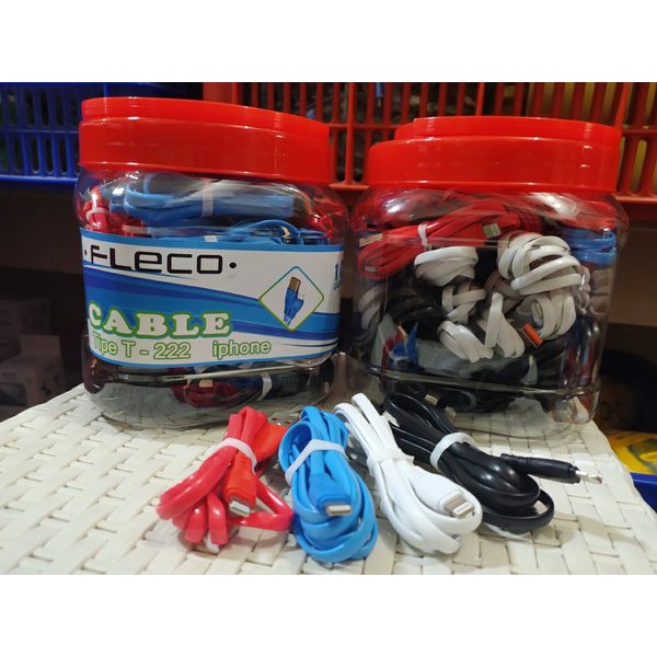 Fleco Kabel Data Flat Gepeng Iphone lightning T-222 Kabel Toples Murah isi 40