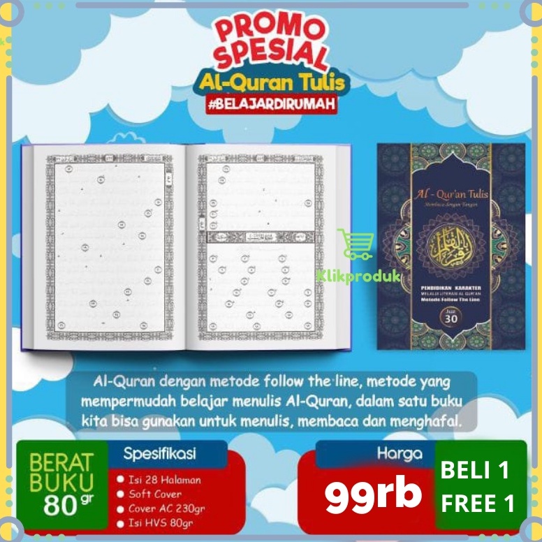 Alquran Tulis Per Juz (Juz 30) Mushaf Untuk Anak Menulis Huruf Arab Alquran Mengikuti Garis