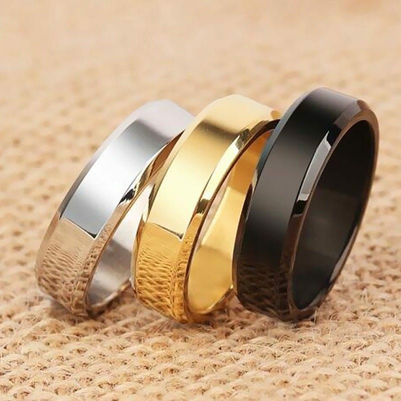 Cincin Titanium Polos Hitam/White/Emas Polos Import