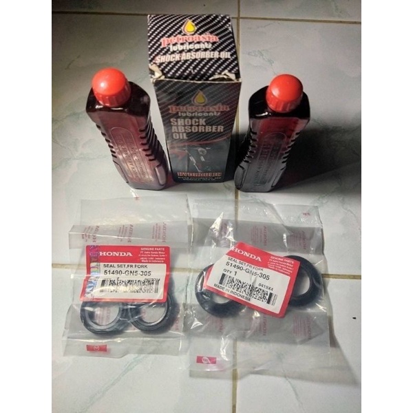 KDM_24 PAKET SEAL SHOCK PLUS SEAL ABU PLUS OLI SHOCK PRESTASI 3 ITEM