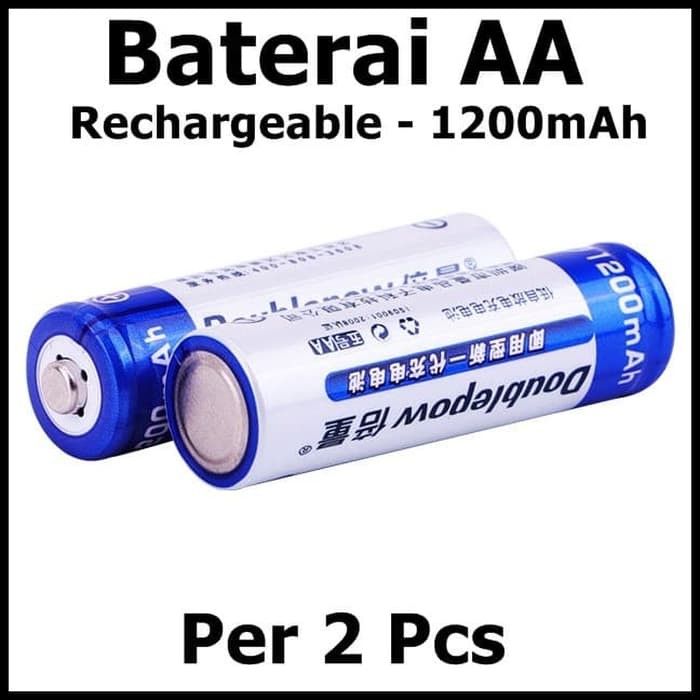 DOUBLEPOW Batre Baterai Alkaline AA Rechargeable 1200mAh 2 PCS