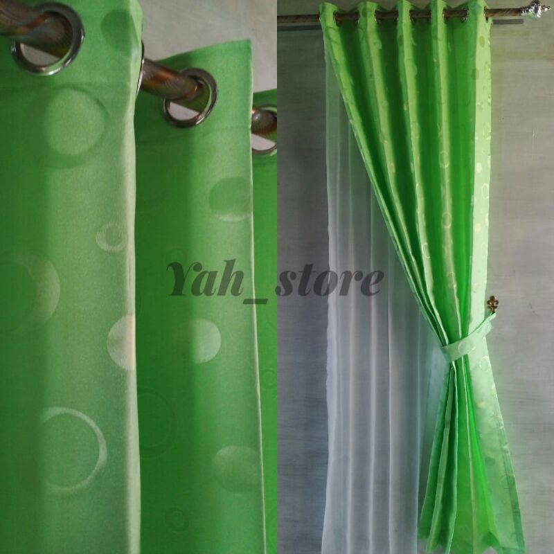 -Yah_store- GORDEN NARITA WARNA HIJAU GORDEN JENDELA GORDEN PINTU MINIMALIS MOTIF BULAT POLKADOT SIA