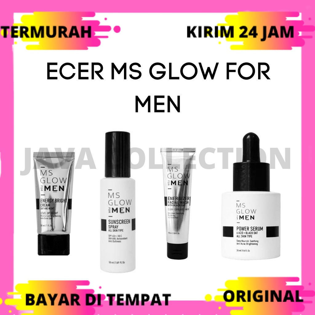 ECER Ms glow for men / ms glow men facial wash/sabun /bright cream /serum/ Sunscreen Spray