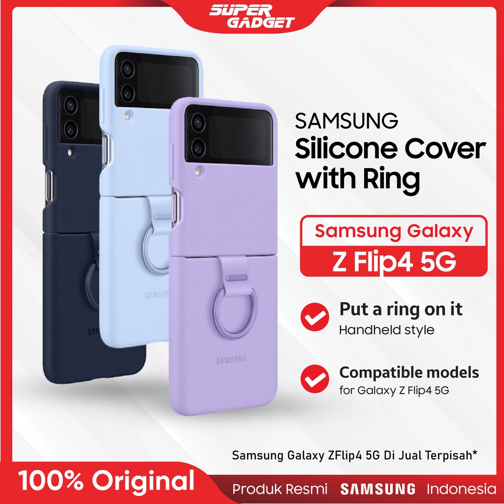 Casing Samsung Galaxy Z Flip4 Flip5 5G Silicone Cover with Ring Kesing Softcase Case Z Flip Pelindung Hp