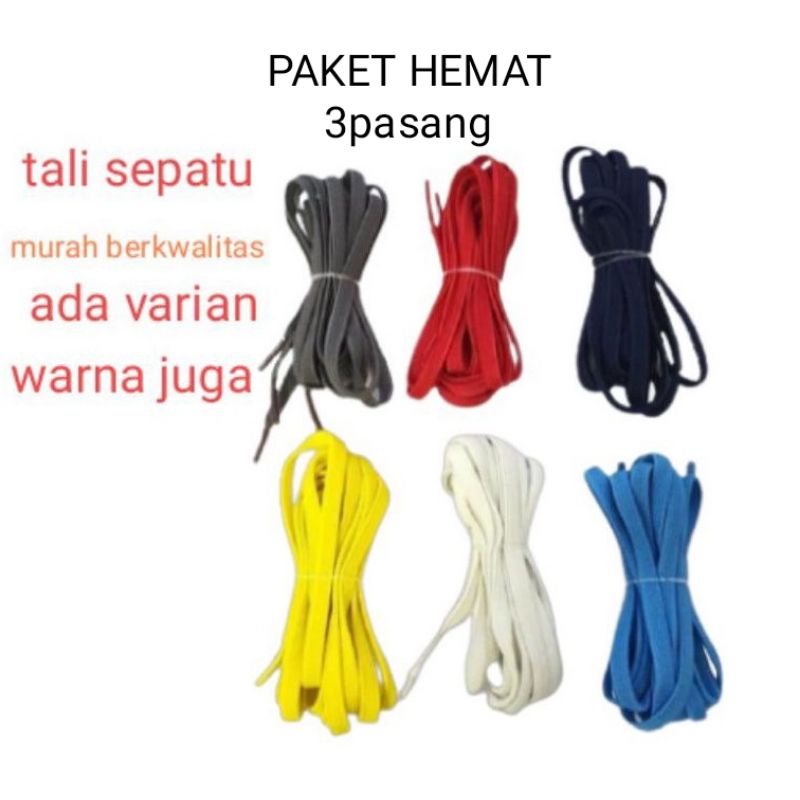 ( 3 pasang )Tali sepatu gepeng hemat