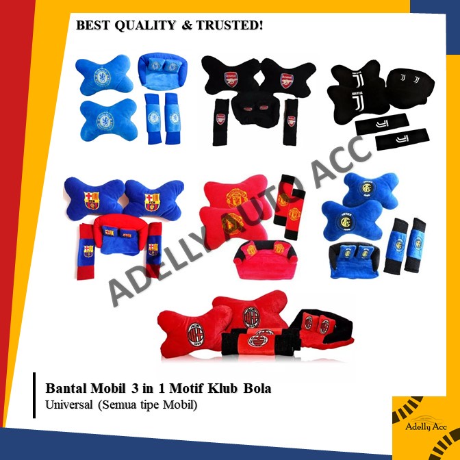 Bantal Mobil 3 in 1 Motif Klub Bola