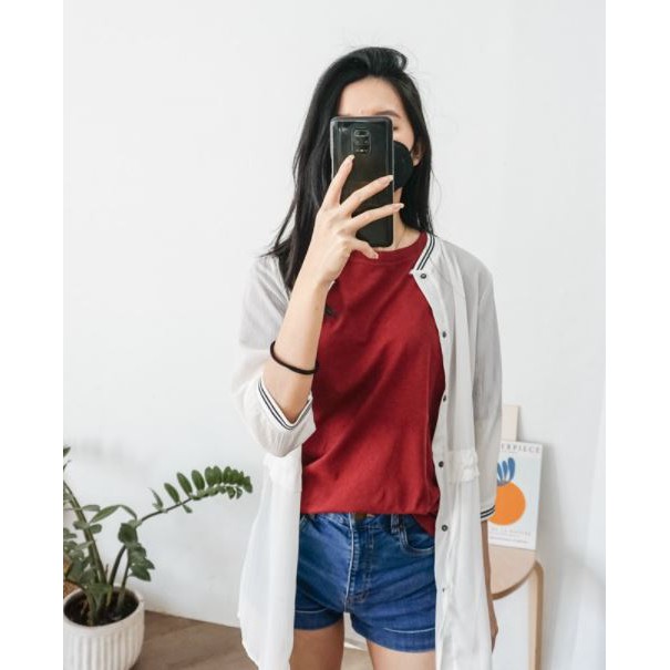 Kaos Polos Lengan Pendek Maroon Unisex / Basic T-Shirt Kaos Polos Lengan Pendek Merah Maroon Kaos Ma