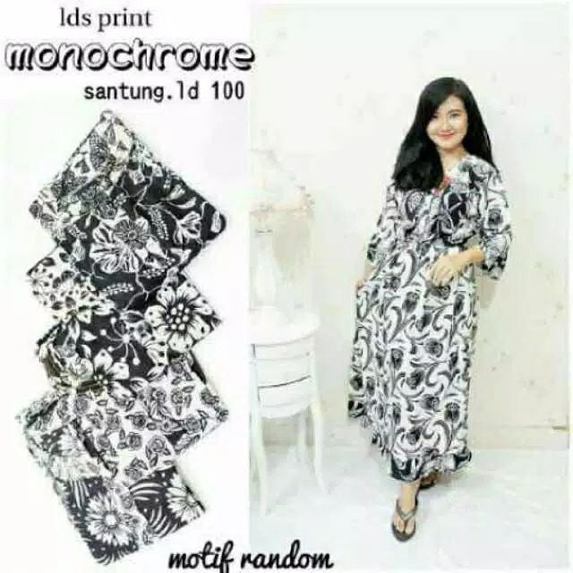 Daster Longdress Monochrome | Daster hitam putih - grosir & ECER