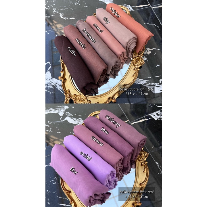 BELLA SQUARE PLAIN HIJAB PREMIUM JAHIT TEPI PART II