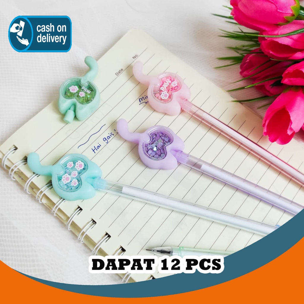 

SELUSIN PULPEN EKOR KUCING HIASAN 12 PCS GLITTER PEN CAT PENA GANTUNGAN MANIK GEL KARAKTER