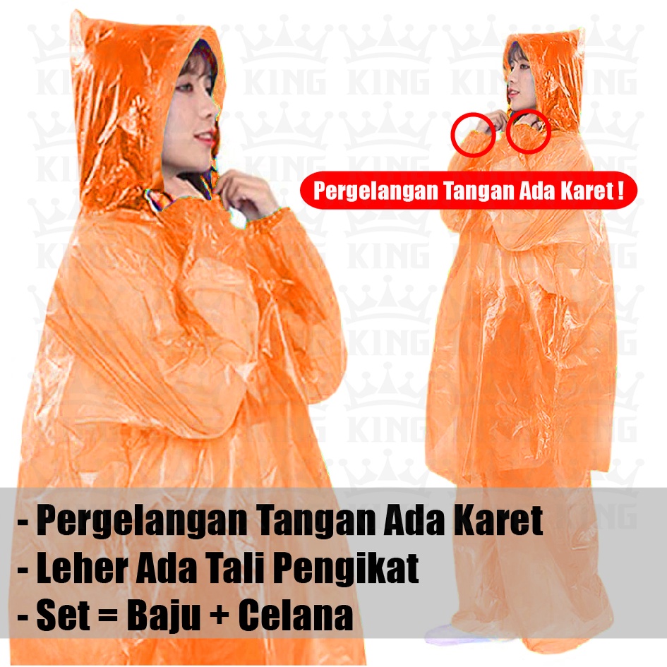 Setelan Jas Hujan Plastik Baju + Celana (Model Setelan)