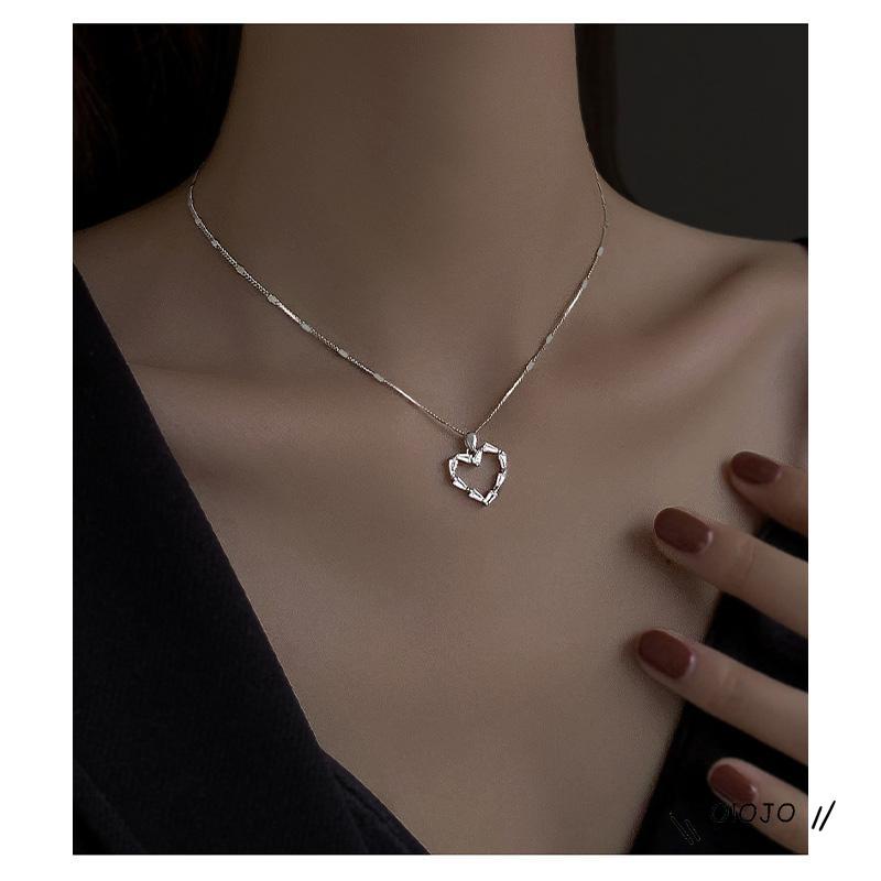 Kalung Rantai Clavicle Desain Hati Bahan Zirkon Untuk Wanita - ol2