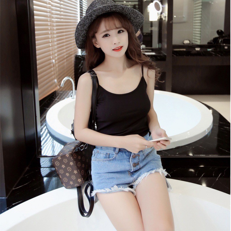 Victoria Tank Top Tali Wanita Polos Gaya Korea Import 4031