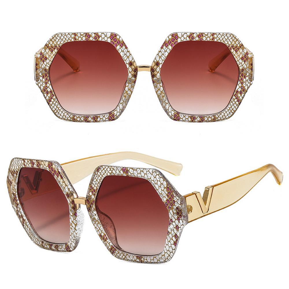 R-flower Wanita Oversized Sunglasses Retro Fashion Tidak Teratur Nuansa Matahari