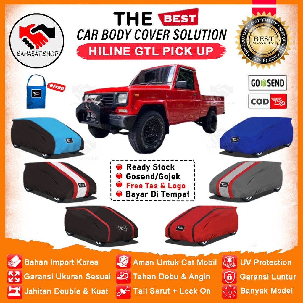 Sahabat Body Cover Mobil Taft Hilline / Sarung Penutup Daihatsu Taft Hilline Pick Up Outdoor / Tutup Mantel Selimut Kerudung Kelambu Jas Mantol Kerodong Tutupan Bungkus Pelindung Pembungkus Terpal Mobil Taft Waterproof Anti Air Model Orange