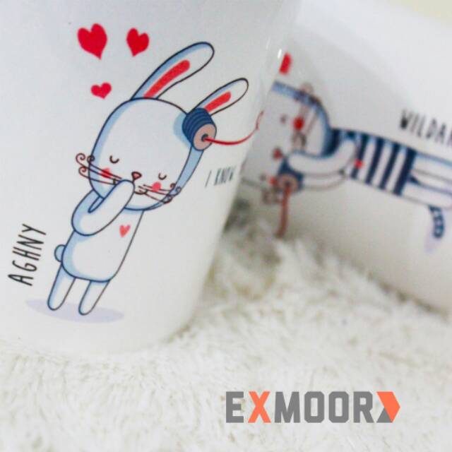 Mug Couple Cat &amp; Rabbit (Kado Pernikahan)