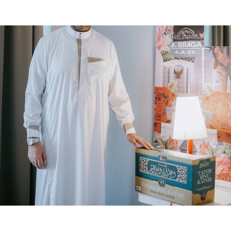 (BISA COD) 28 GAMIS JUBAH AL HARAMAIN BAHAN KOMBINASI KANCING BULAT LENGAN MANSET PREMIUM IMPORT VIE