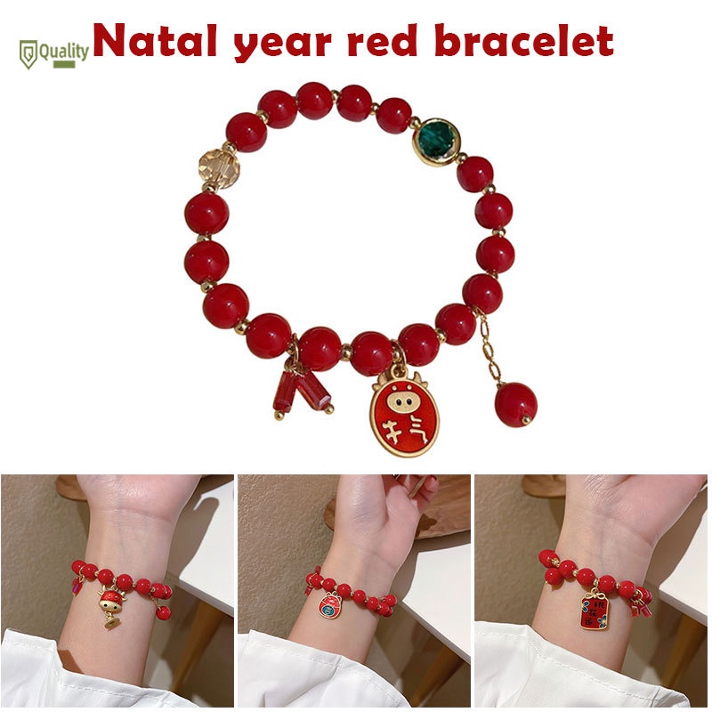 Jual 2021 Chinese Zodiac Year of the Ox Bracelet Crystal with Red 