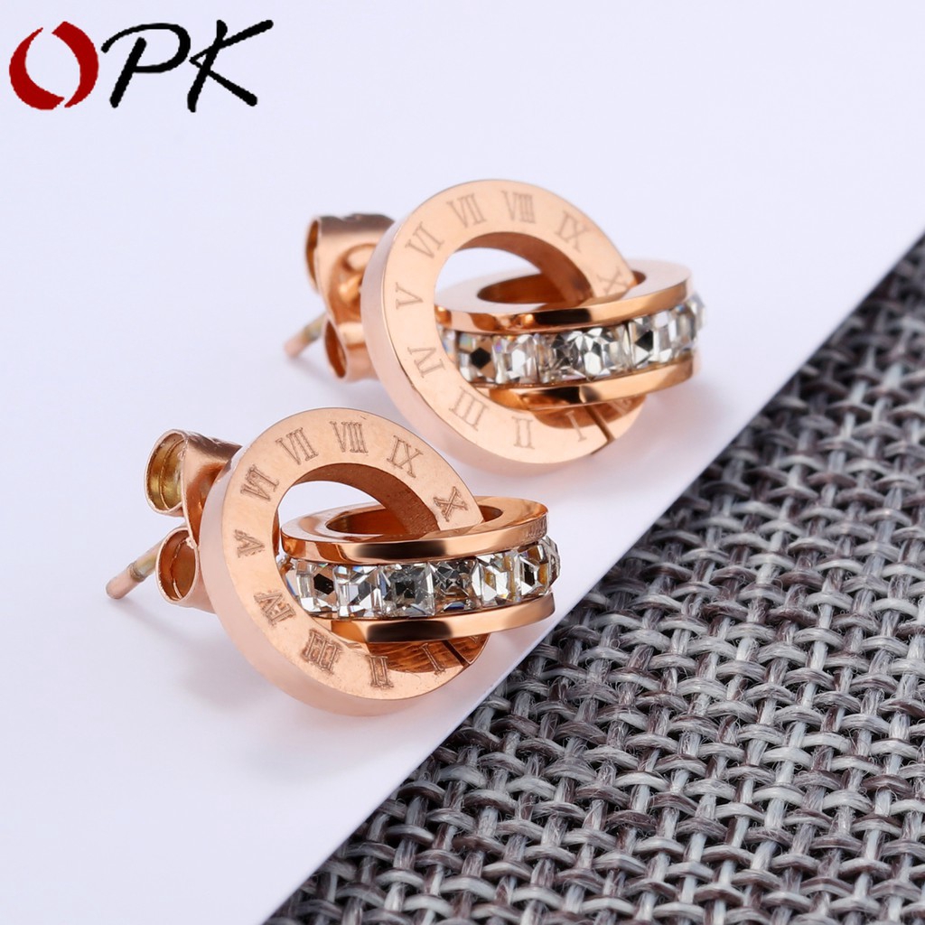OLEVS perhiasan Anting Wanita Cincin Ganda Anting wanita dengan tulisan angka romawi-1