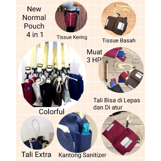 Pouch Tissue 4 in 1 / Pouch Tissue New Normal 4in1 / TAS TEMPAT TISSUE SANITIZER / TAS HANDPHONE ANTI VIRUS NEW NORMAL