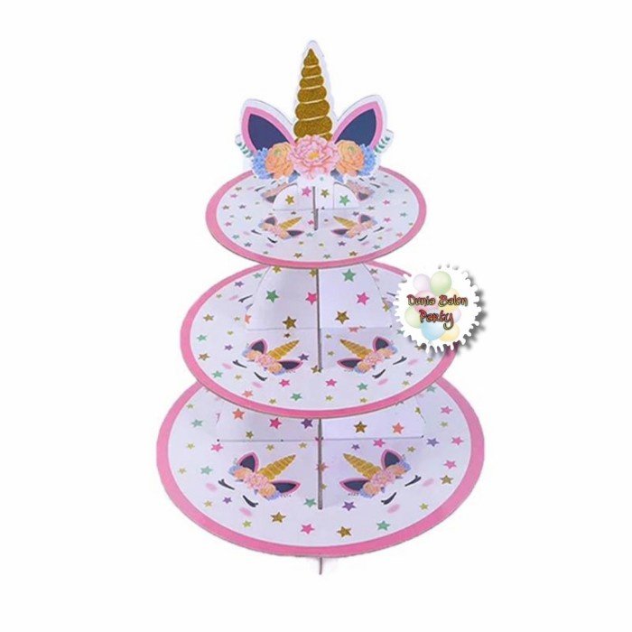 Cake Tier / Standing Cake / Tempat Kue / Cupcake Stand Unicorn Bunga