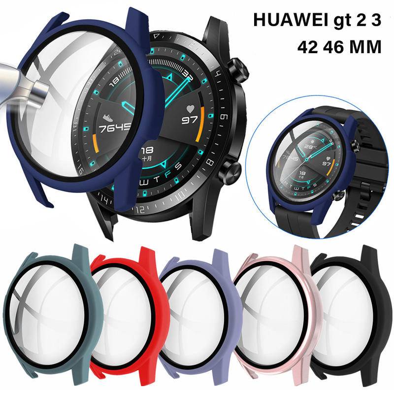 Casing Hard Case Huawei GT 2 42mm 46mm Bahan PC Dengan Bumper Tempered Glass 3 Pro 46 48mm