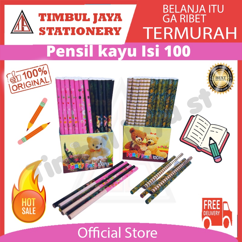 

PRODUK- PENSIL KAYU ALAT TULIS 2B FANCY UNIK PENCIL ISI 100PC GOODIE BAG GIFT PENCIL .