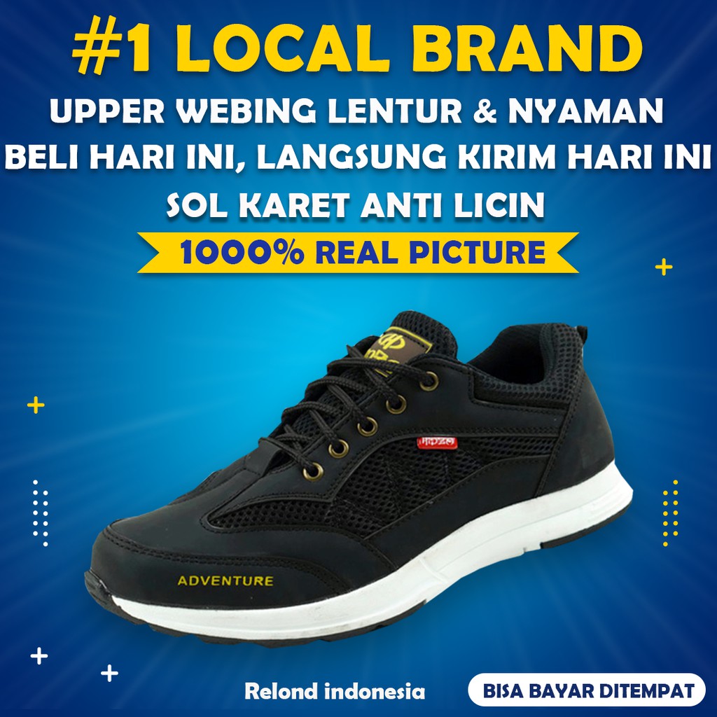 Sepatu Kulit Pria Sneakers Keren Original Model Casual Murah Warna Hitam Kekinian Terbaru 2021 M039