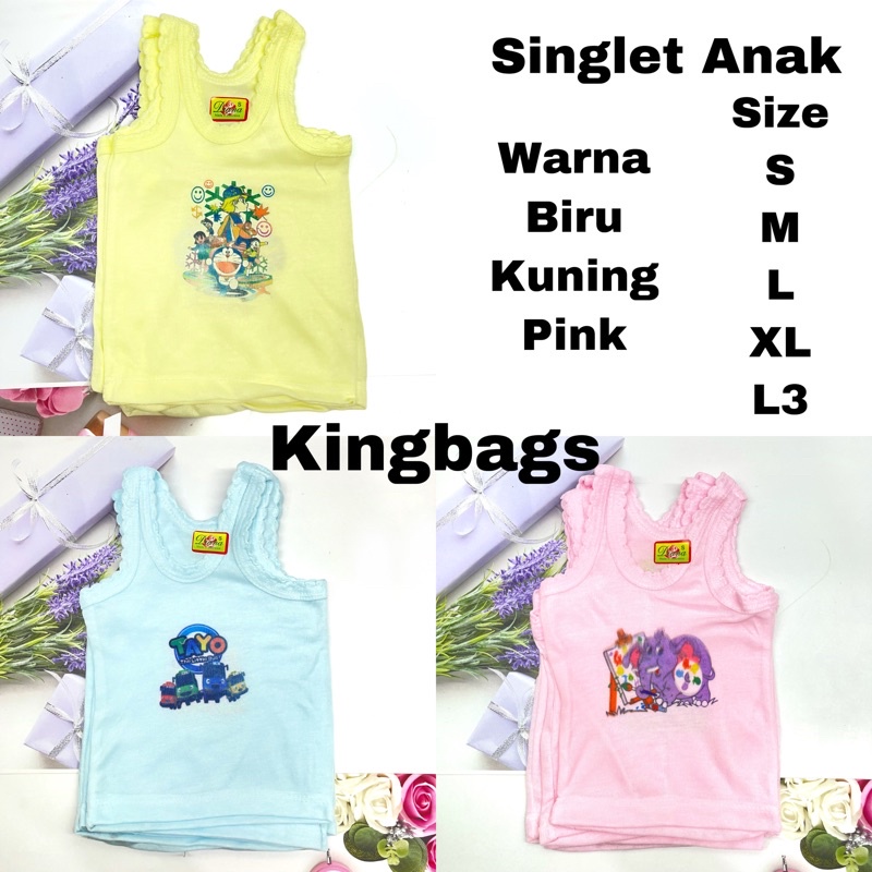 12 PCS Kaos Dalam /Singlet /Anak motif Karakter