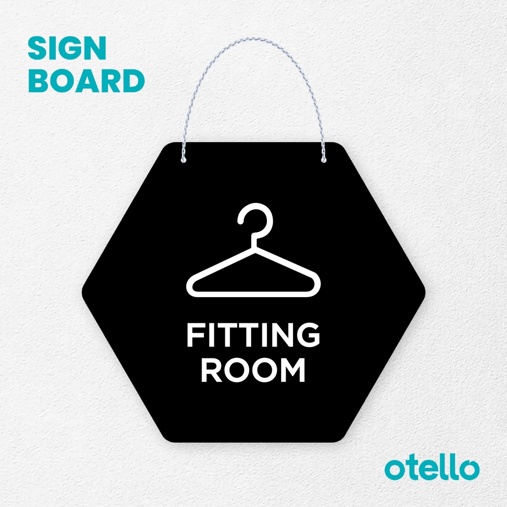 Otello Sign Fitting Room Board Acrylic Papan Gantung Label Akrilik Rantai Petunjuk Toko Modern Minimalist Kafe Restoran Kantor Gedung Cafe