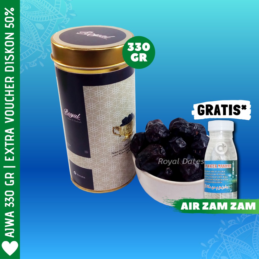 

❤︎ Kurma Ajwa Royal Al-Madinah Premium / Kurma Nabi 330 gram Asli 100%