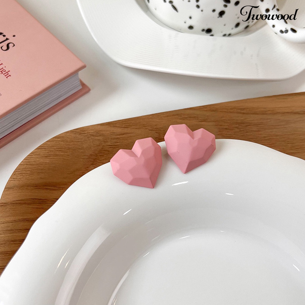 1 Pasang Anting Stud Desain Bunga Aksen Mutiara Tiruan Warna Pink Untuk Hadiah Hari Valentine