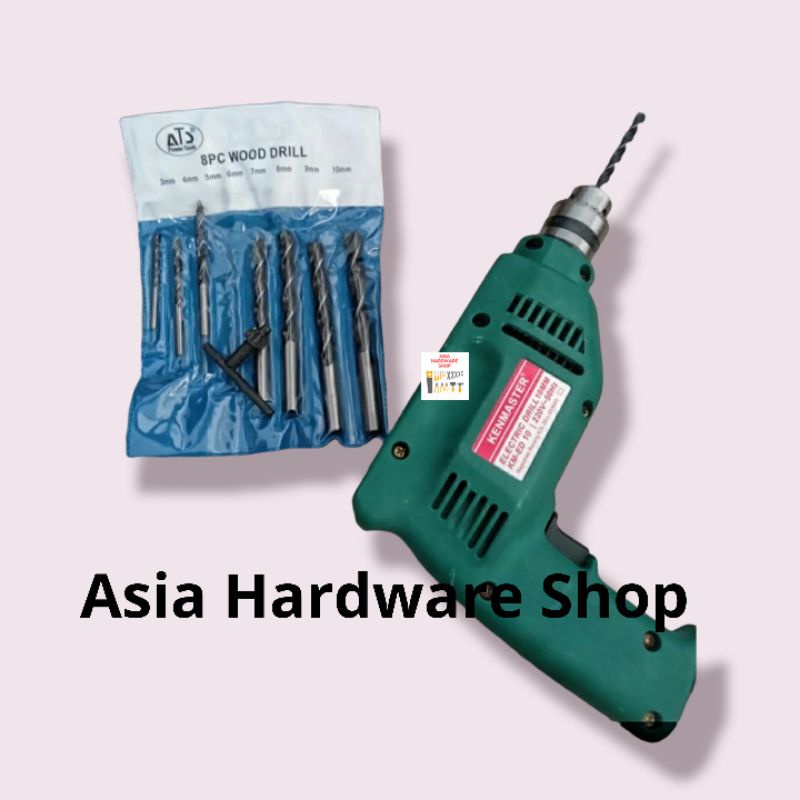 Paket Bor Listrik Tangan 10 mm KENMASTER Bonus Mata Bor Besi Set