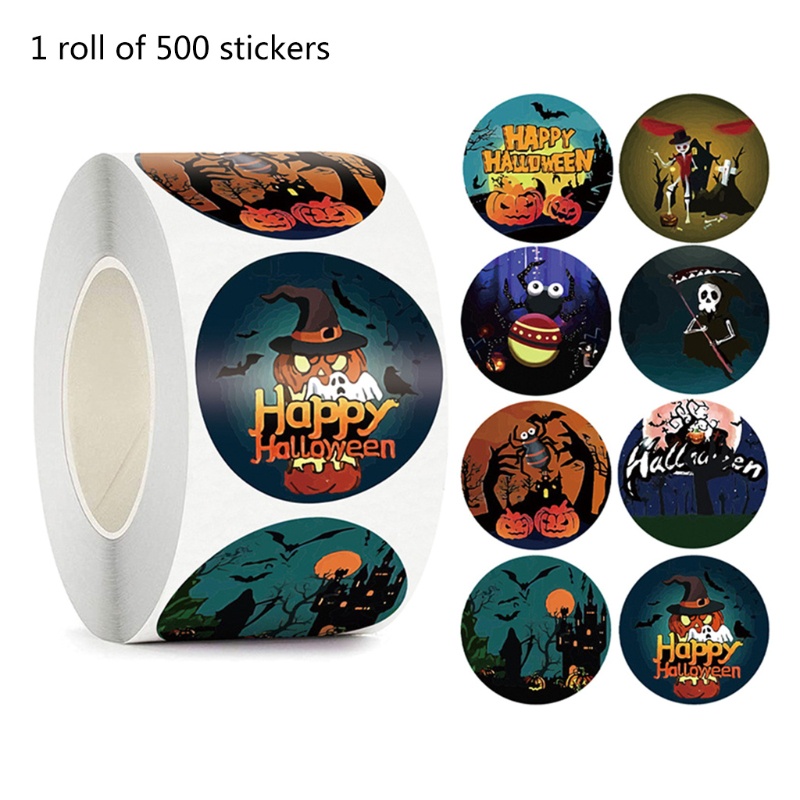 500 Pcs Stiker Segel Karakter Halloween 8 Alterating Designs Untuk Hadiah