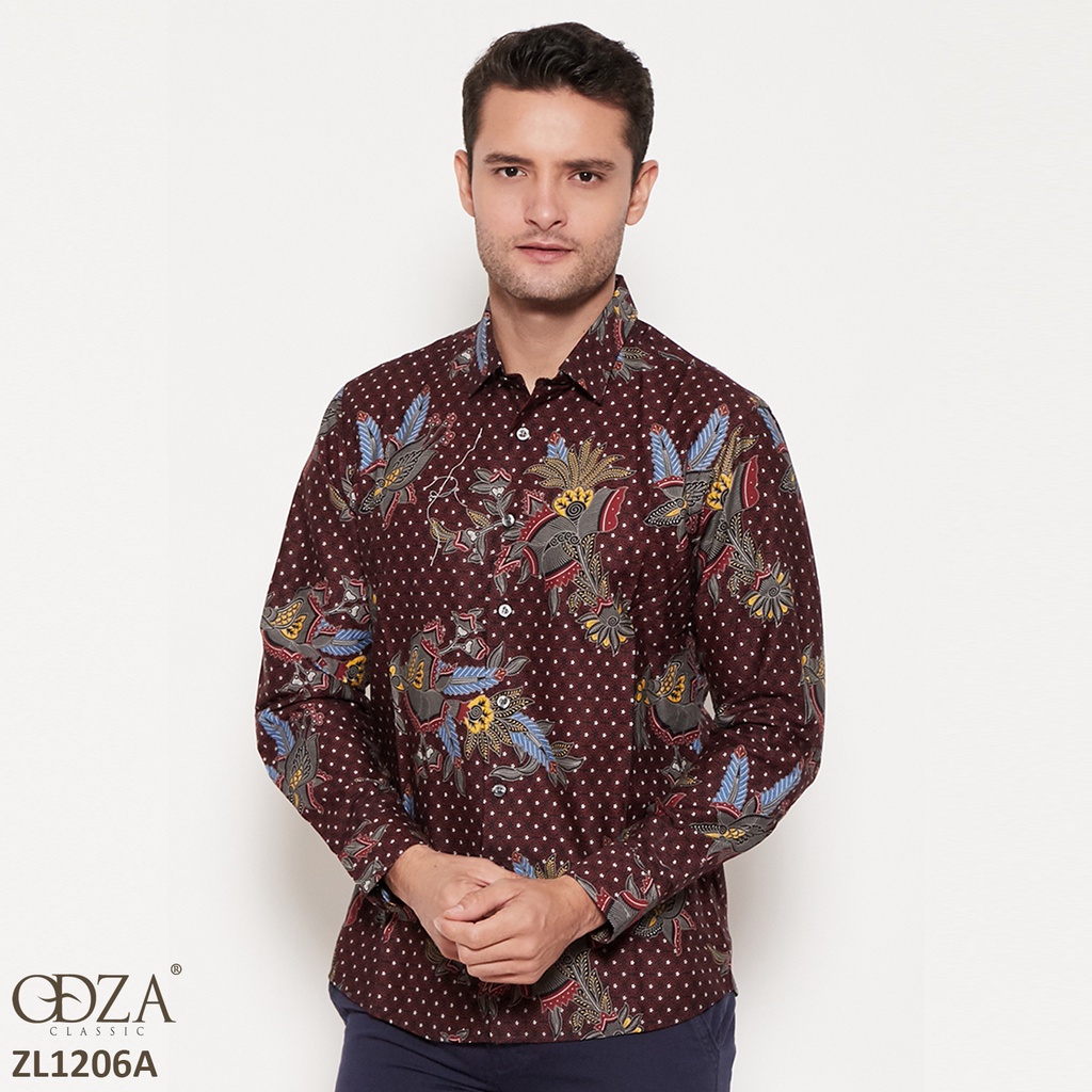 Odza Classic Kemeja Batik Pria Slimfit Baju Batik Kemeja Pria Lengan Panjang Batik Modern Sparta