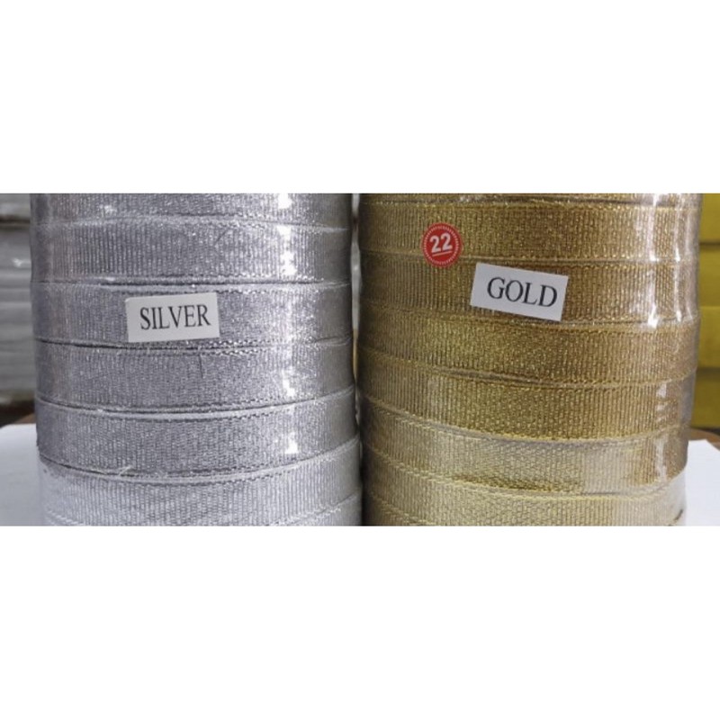 Pita Satin 1/2&quot; Emas/ Perak (1 roll)